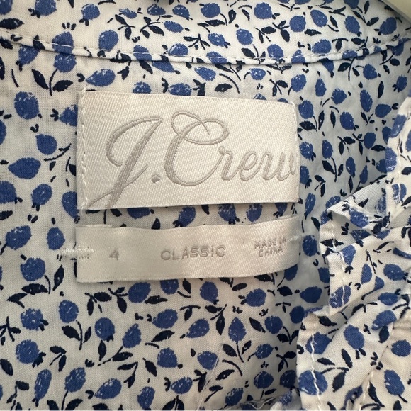 J Crew Liberty button down ruffle collar blouse blue and white floral size 4 - Picture 2 of 8